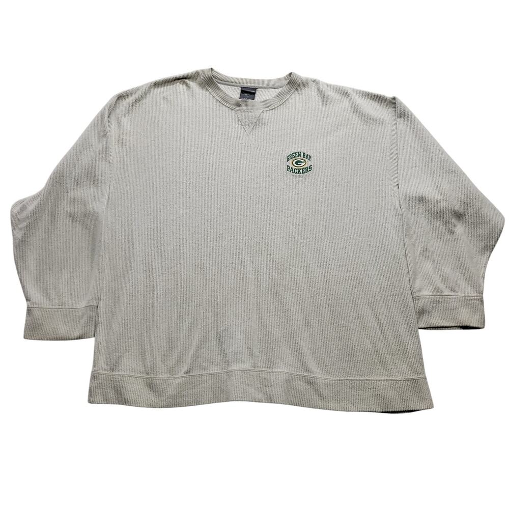 Green Bay Packers The Edge Thermal Waffle Knit Sweatshirt Gray Men's 3XL NFL